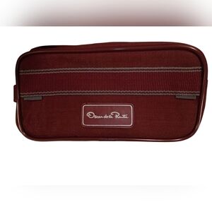 Oscar de la Renta Maroon Toiletry Travel Bag Nwot